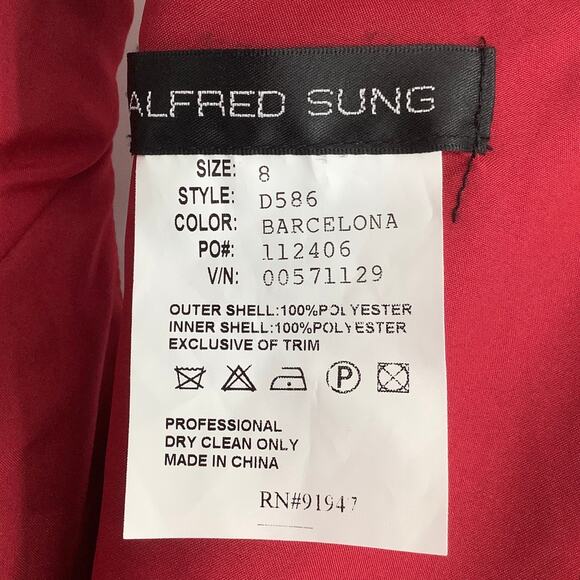 NEW! Alfred Sung Size 8 V-Neck Dupioni Dress w/pockets Barcelona $208 msrp J2-20 - Picture 5 of 10